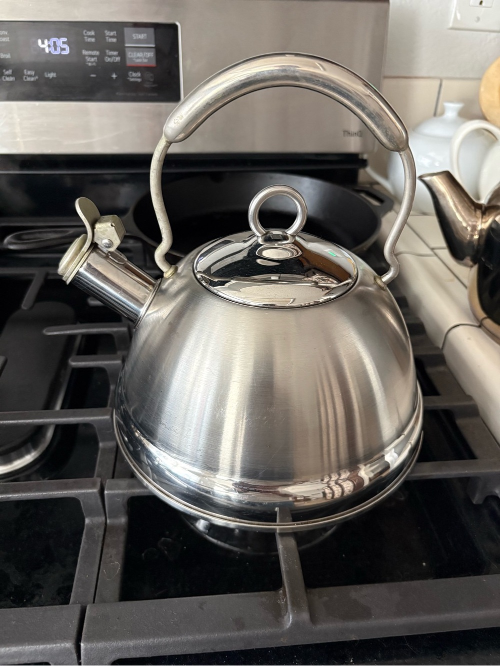 Stainless Steel Whistling Tea Kettle - Brushed Silver